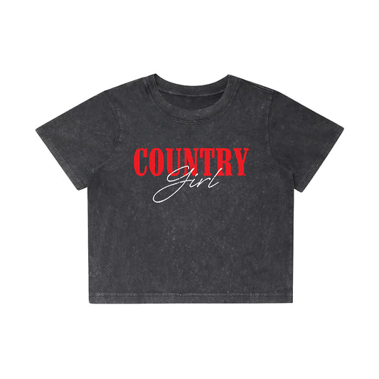 Country Girl Stone Wash Heavy Crop