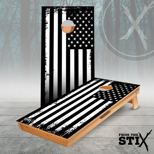 B&W Flag Cornhole Set