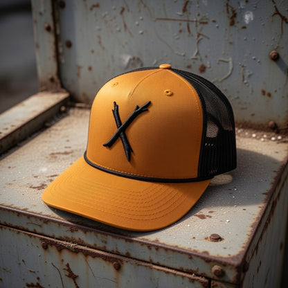 X Coyote Brown Black Rope Trucker Hat