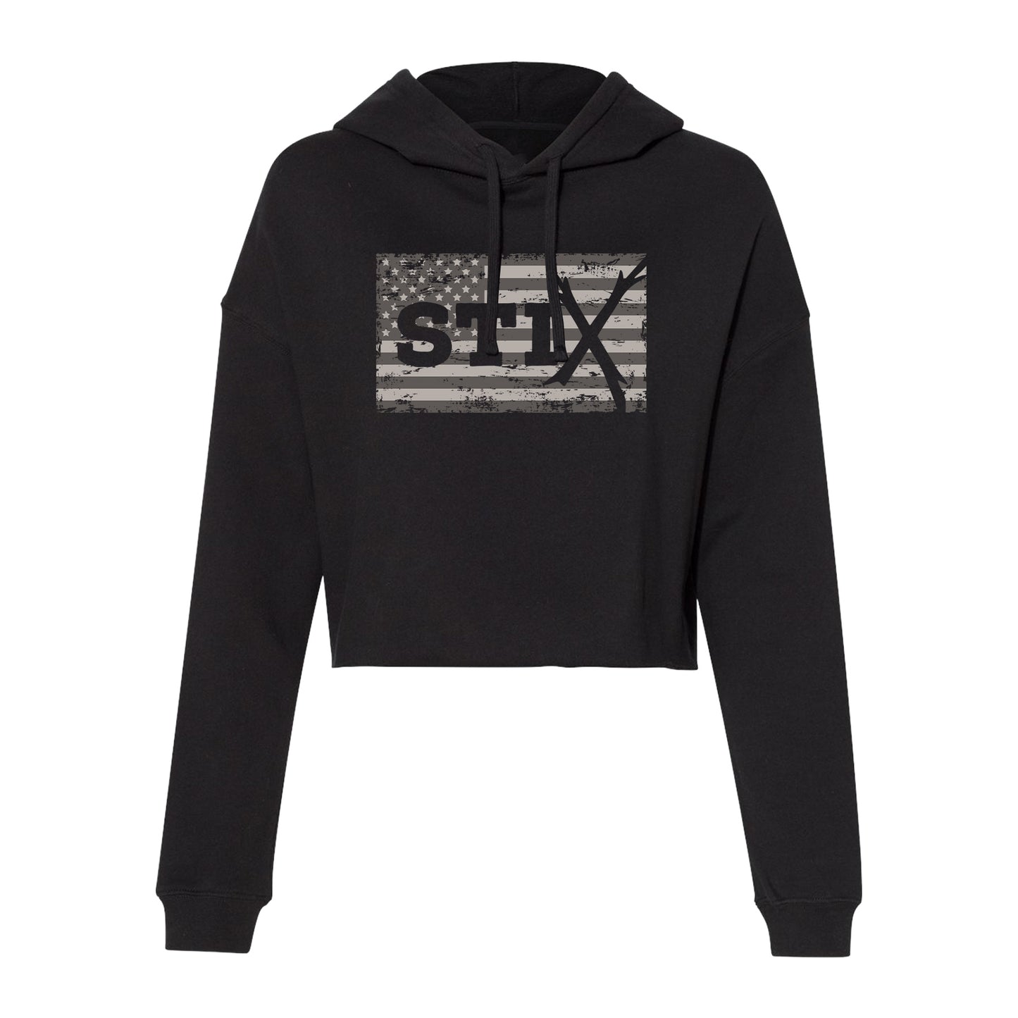 Distress Flag Women’s Lightweight Cropped Hoodie