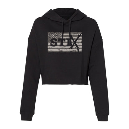 Distress Flag Women’s Lightweight Cropped Hoodie