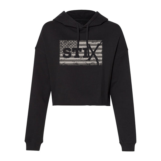 Distress Flag Women’s Lightweight Cropped Hoodie