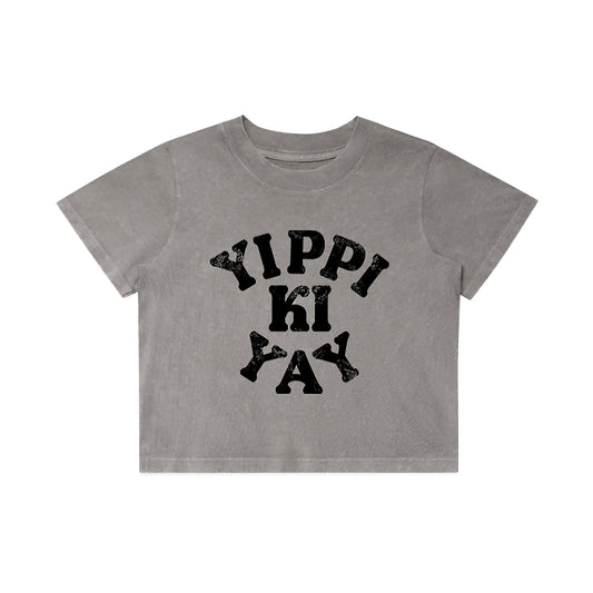Yippi Ki Yay Stone Wash Heavy Crop